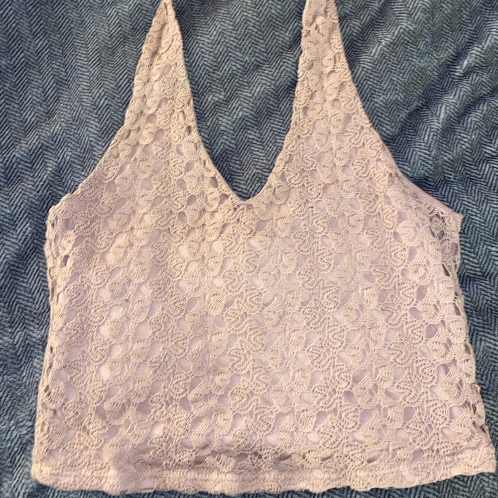 Lacey pink cropped halter 💗